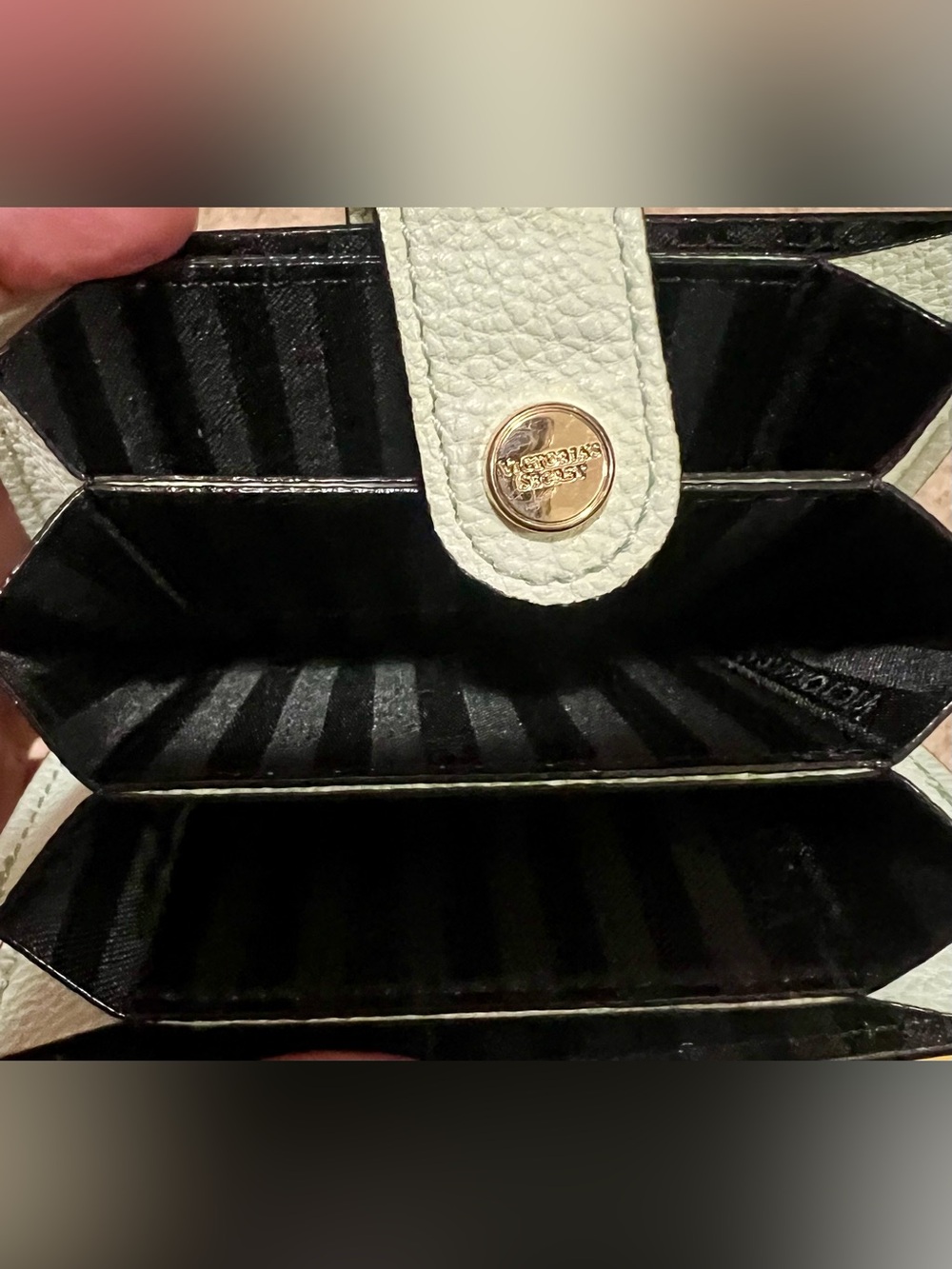 Victoria's Secret Cream Studded Snap Card Holder with Gold Hardware - Picture 2 of 2